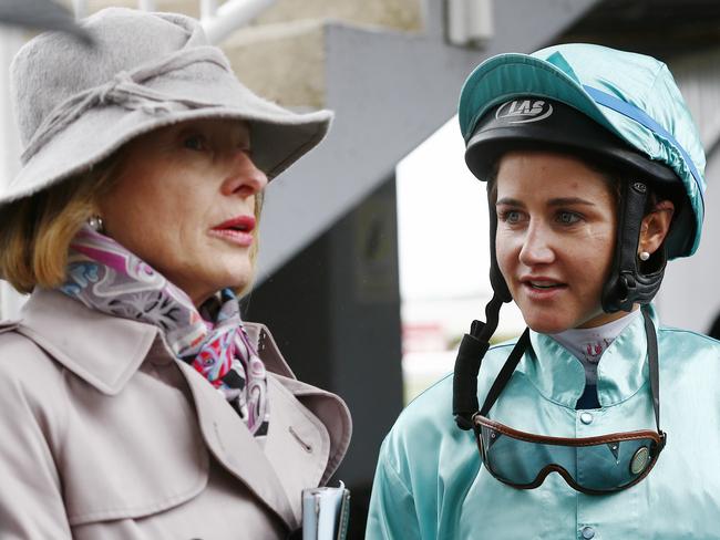 Earlier this year at the Geelong Cup with trainer Gai Waterhouse. Picture: Colleen Petch.