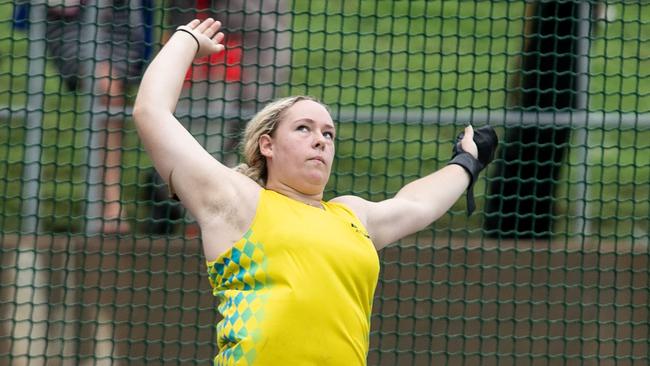 Molly Goetz from Smithfield in the women's U18 hammer throw.