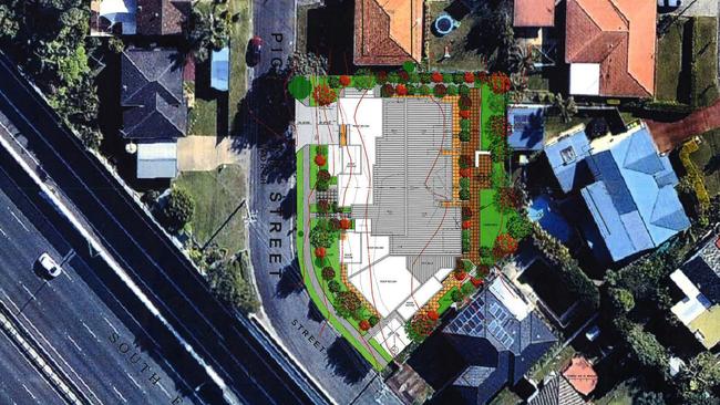 A site plan of the apartment complex to be built along Pickworth St.