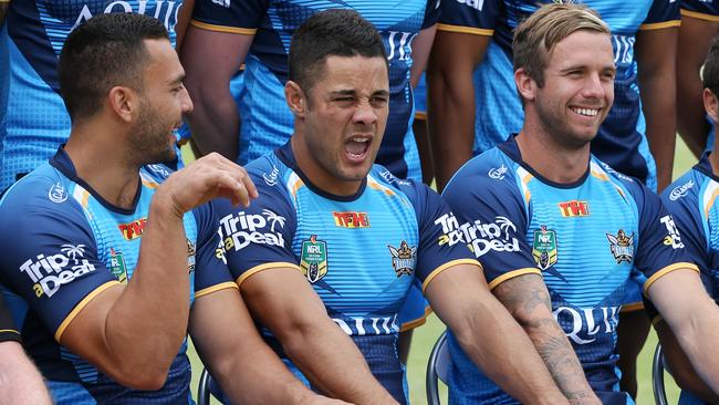 Jarryd Hayne (centre) is on the nose almost everywhere. Picture: Nigel Hallett