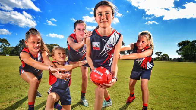 There was such an increase in girls’ teams that Victoria saw a shortage of ovals. Picture: Tony Gough