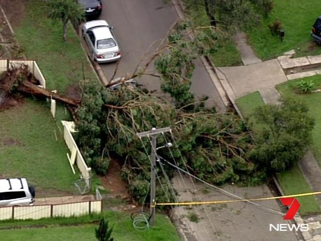 Residential areas of Whalan bore the brunt of the mini tornado. Picture: Seven News