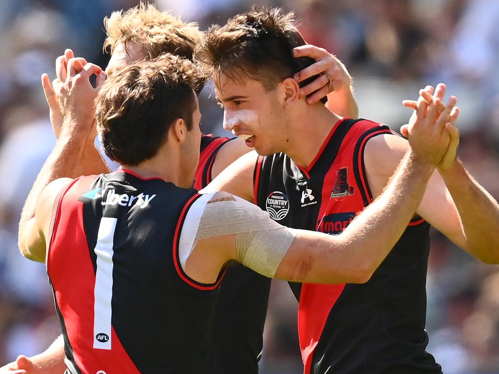 Nic Martin during his incredible debut against Geelong. Picture: Quinn Rooney/Getty Images