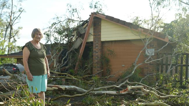 Oxenford resident Graciela Castle with storm damage from Christmas Day Picture: Charlton Hart