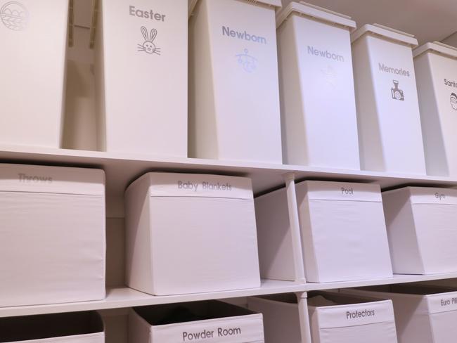 Nina's world-class labelling system has neatly sorted all the family’s things.