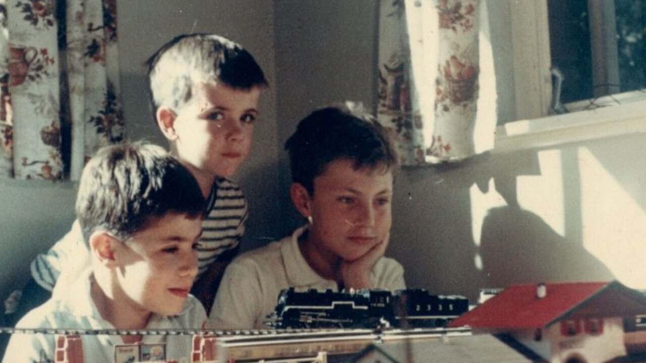 Brothers: Stephen Gerrard, who died from influenza aged 11 in 1968, (at right), with John (in the centre) and Peter, playing with a train set in 1965.