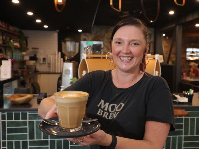 People in Tedder Ave Main Beach give their opinion on the border opening uncertainty. Hot Shott Cafe Supervisor Holly Higgins.  Picture Glenn Hampson