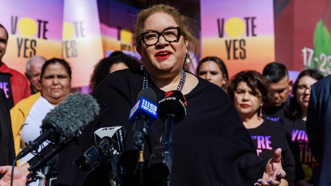 Professor Megan Davis during a press conference for the Uluru Dialogue. Picture: Aaron Francis