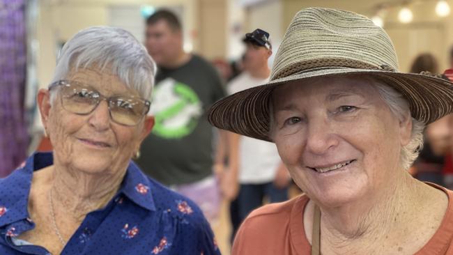 Carolyn Morris and Marilyn Mullaly enjoy People's Day at the 2024 Gympie Show.