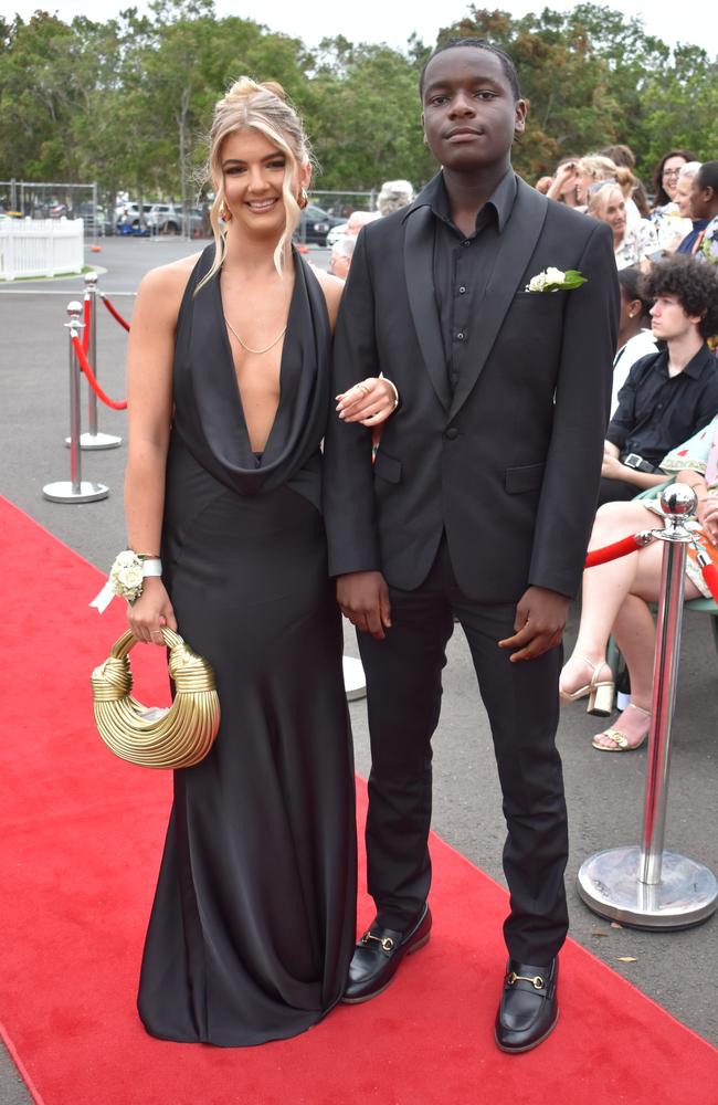 Olivia Fiedler and Justin Chipangrue at the Pacific Lutheran College Formal held at the Sunshine Coast Turf Club on November 15, 2024. Picture: Sam Turner