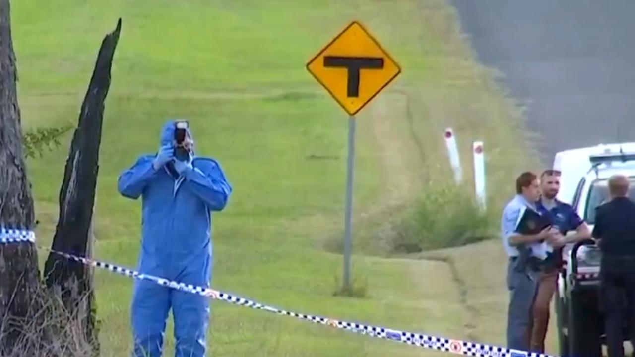 Police at the Running Creek Road property. Picture: Channel 7