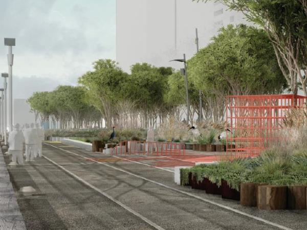 An artist impression of the Collins Wharf public space.