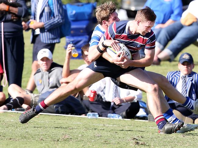 The Southport School’s Hamish Roberts in action against Nudgee College in Round 1. Picture: Richard Gosling