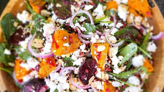 A different salad is on offer each day, including beetroot, pumpkin, nuts and goats cheese. Picture: Facebook