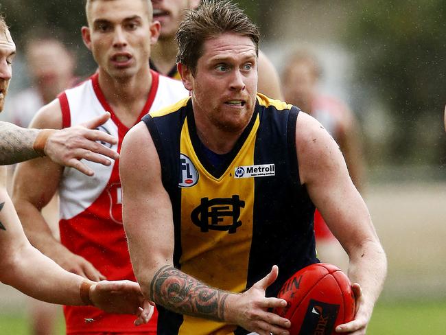 Brayden Shaw in action for Hurstbridge. Picture: Paul Loughnan