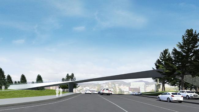 The federally funded walkway will span more than 200m across the Tasman Highway. Picture: HOBART CITY COUNCIL