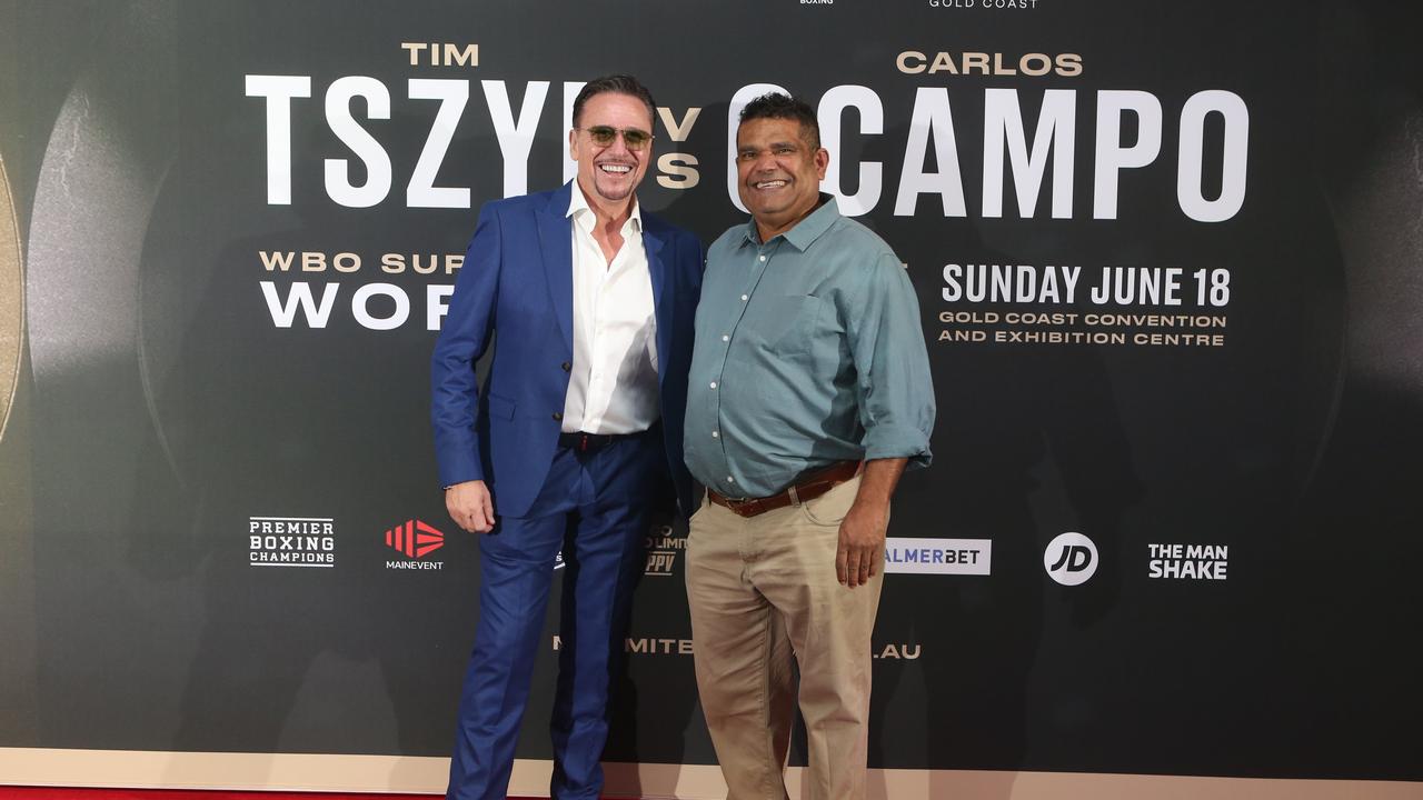 Tim Tszyu v Carlos Ocampo fight launch party, Nineteen at the Star, Broadbeach. (L-R) are Jorge Toledo and Rod Simpson. Picture by Richard Gosling