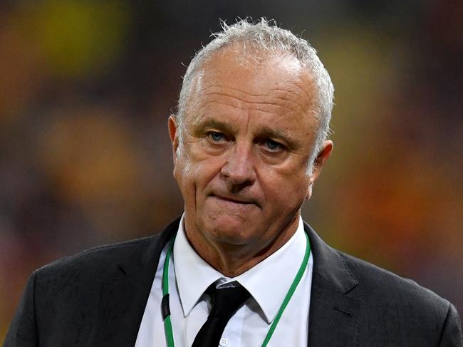 Socceroos coach Graham Arnold is seen during the International friendly match between Australia and the Korea Republic at Suncorp Stadium, in Brisbane, Saturday, November 17, 2018. (AAP Image/Darren England) NO ARCHIVING, EDITORIAL USE ONLY