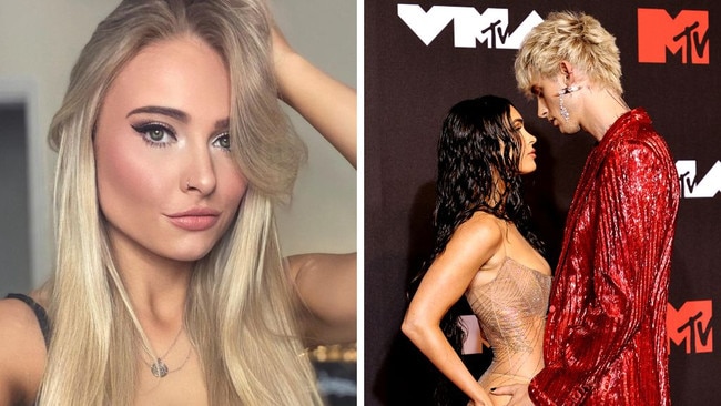 Machine Gun Kelly’s female guitarist, Sophie Lloyd, has responded to rumours claiming she’s the reason behind his alleged split with Megan Fox. Pictures: Instagram, Getty