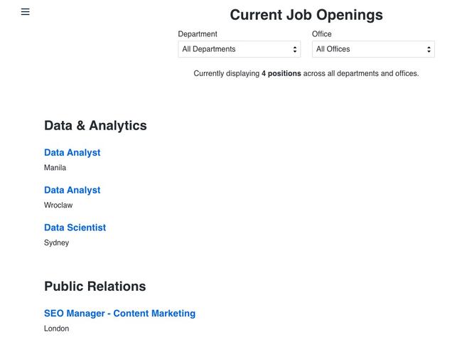 There are four jobs still being advertised on Finder’s website.