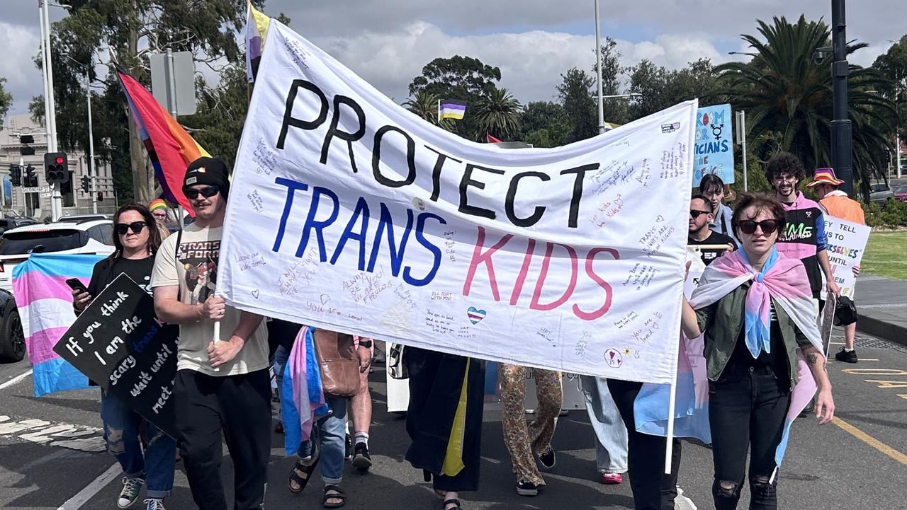 ‘Not a political football’: CBD rally for trans rights