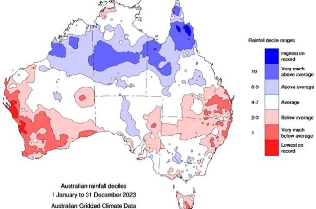 Rainfall in Australia in 2023. Source: Bureau of Meteorology