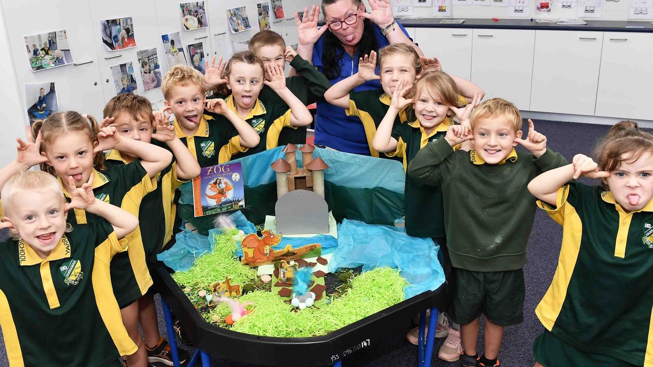 My First Year: Yarraman State School Preps, Leon, Abigail, Sonny, Jakob, Jayden, Ruby, Jade, Breeanna, Jameson, Kenzie, (Holly, absent) Teacher, Meaghan Ballard. Picture: Patrick Woods.