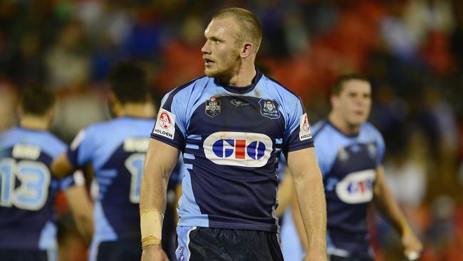 SYDNEY, AUSTRALIA - MAY 03: Matt Lodge of NSW leaves the field of play after being sent off during the U20's State of Origin match between the New South Wales Blues and the Queensland Maroons at Sportingbet Stadium on May 3, 2014 in Sydney, Australia. (Photo by Brett Hemmings/Getty Images)