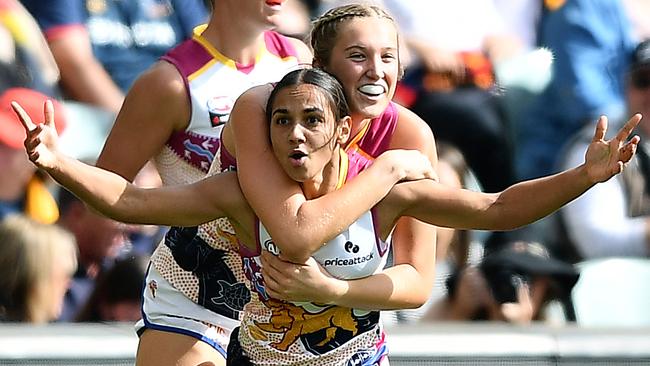 Lions livewire Courtney Hodder was unstoppable close to goal, booting two crucial majors. Picture: Mark Brake/Getty Images