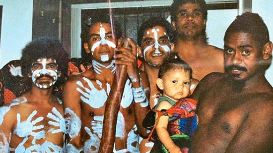 As a baby in her father’s arms, flanked by her cousin, brother and uncles. (Picture: Thelma Plum Instagram)