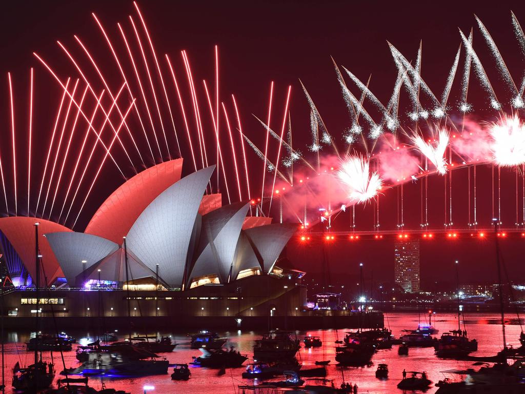 New Year's Eve fireworks erupt over Sydney's iconic Harbour Bridge and Opera House during the fireworks show on January 1, 2020. Picture: AFP