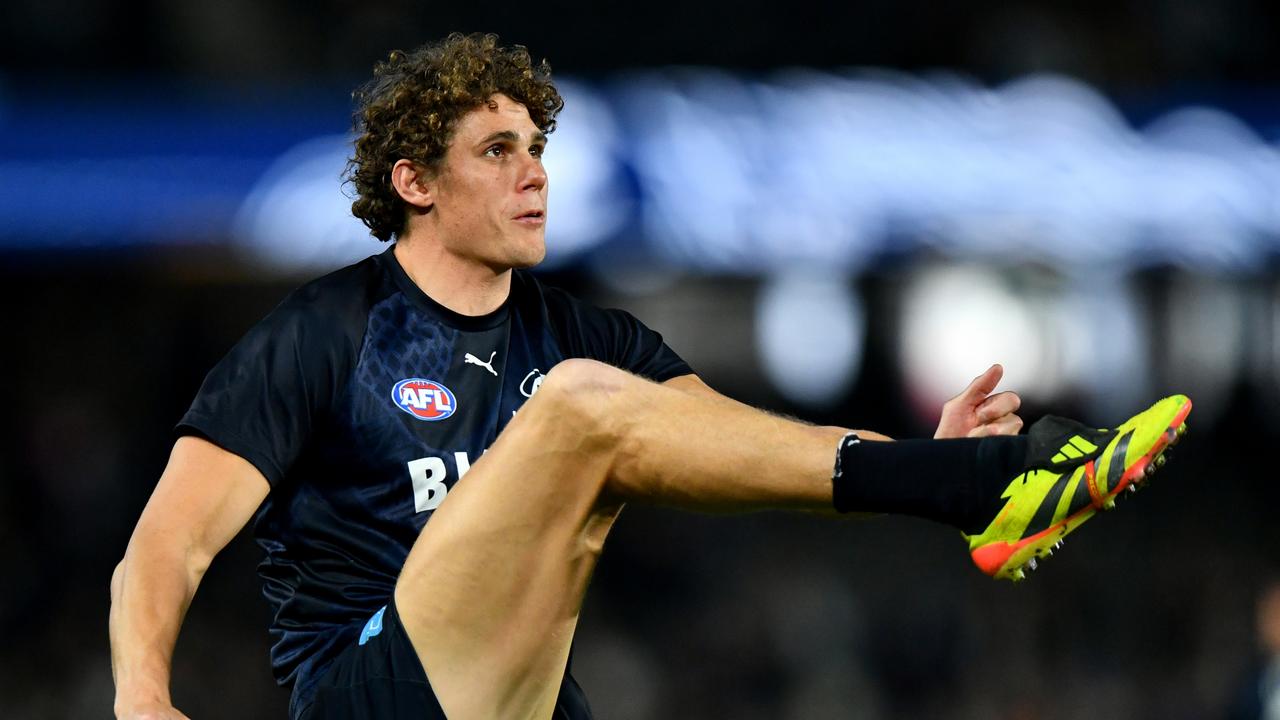 Charlie Curnow could finish the year with some big scores. Picture: Josh Chadwick/AFL Photos/via Getty Images