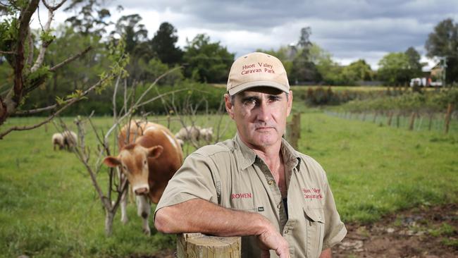 Huon Valley Caravan Park owner Rowen Carter. Picture: LUKE BOWDEN.