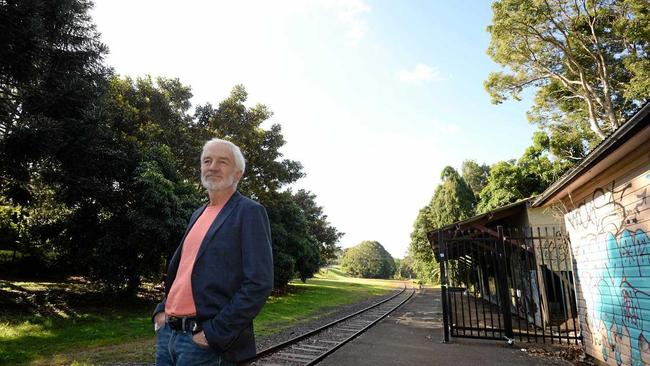 Northern Rivers Rail Trail Association secretary Geoff Meers at the old Bangalow Station. Picture: Marc Stapelberg