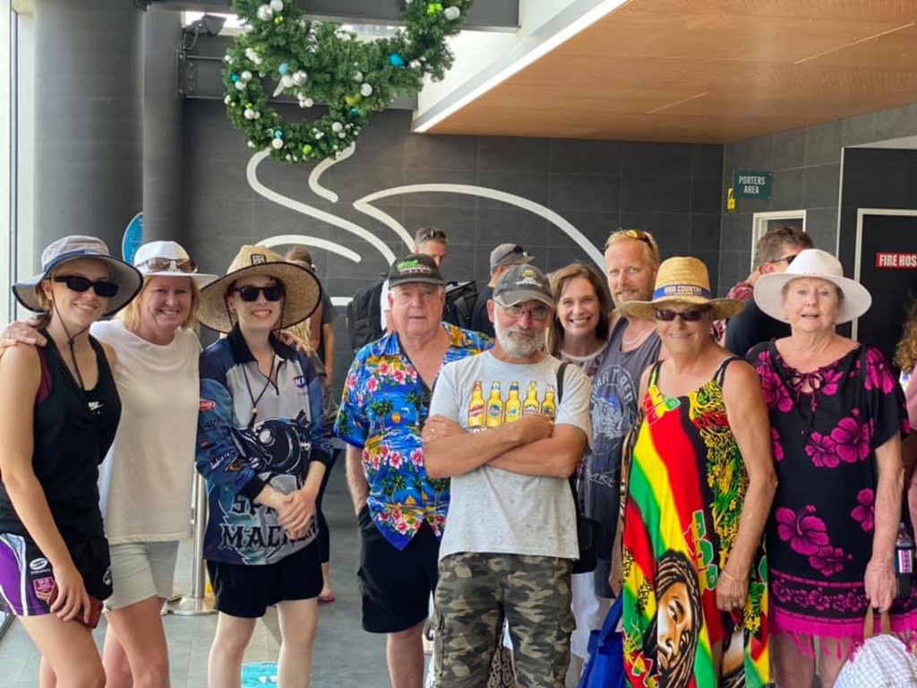 A family holidaying in the Whitusndays was left with a sour taste in their mouth after receiving a parking fine. Pictured is Taylah, Josie, Jordyn Ray, Stewart, Sam, Matt, Coby and Kath. Picture: Supplied