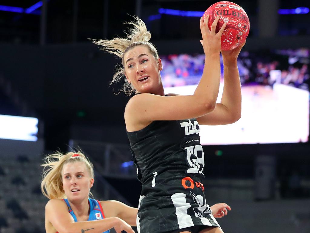 Brazill’s Magpies teammate Sophie Garbin was omitted from the Diamonds squad for the Comm Games. Picture: Kelly Defina/Getty Images
