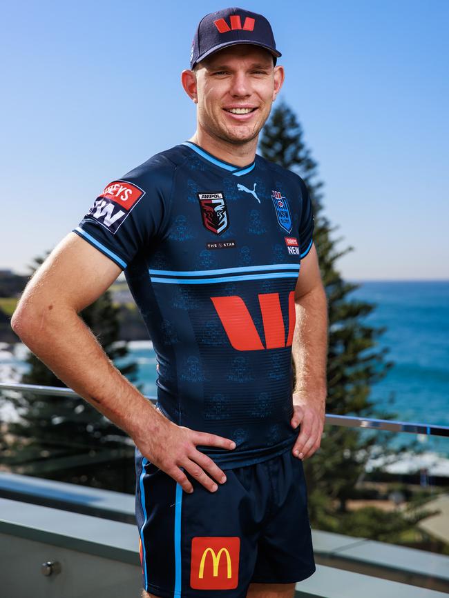 The navy blue jersey has caused ‘outrage’ in some parts. Picture: Justin Lloyd