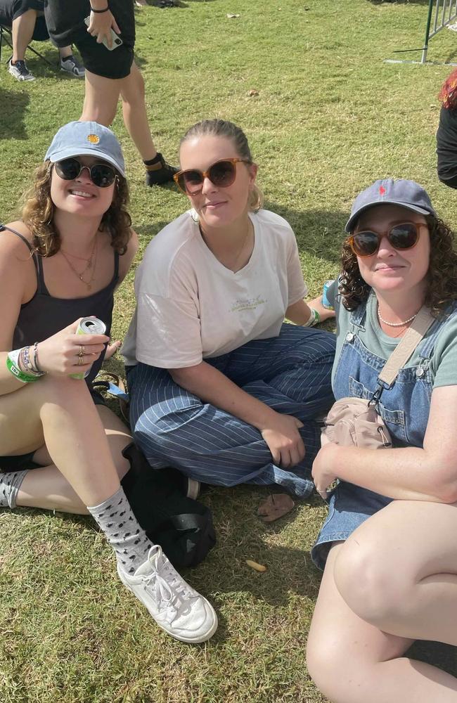 Isabel Nicholson, Sunniva Stewart and Amy Hargraves at the SummerSalt festival at Seafront Oval, Pialba on March 9, 2024. Credit: Adam Miller