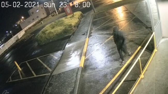 CCTV footage of an alleged armed robber at the Lighthouse Hotel in Ulverstone. Picture: Supplied