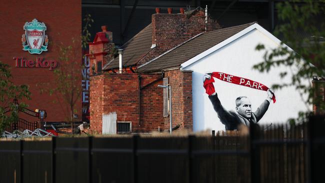 Liverpool’s stadium and Bill Shankly mural at Anfield pictured this month.