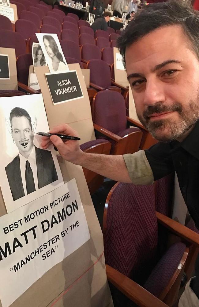 Jimmy Kimmel poking fun at his ‘enemy’ Matt Damon. Picture: Instagram