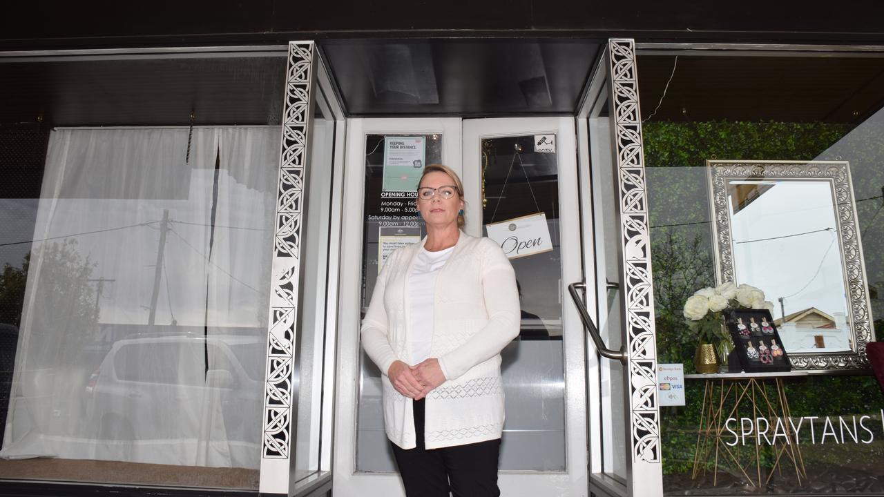 Heartbroken business owner Tanya Laherty came to work Monday morning and saw a smashed shopfront window. (Picture: Tristan Evert)