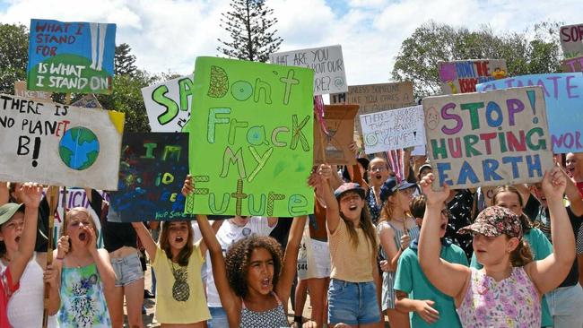 Young protesters turned out in force last March in Peregian to rally against climate change inaction by the world leaders.