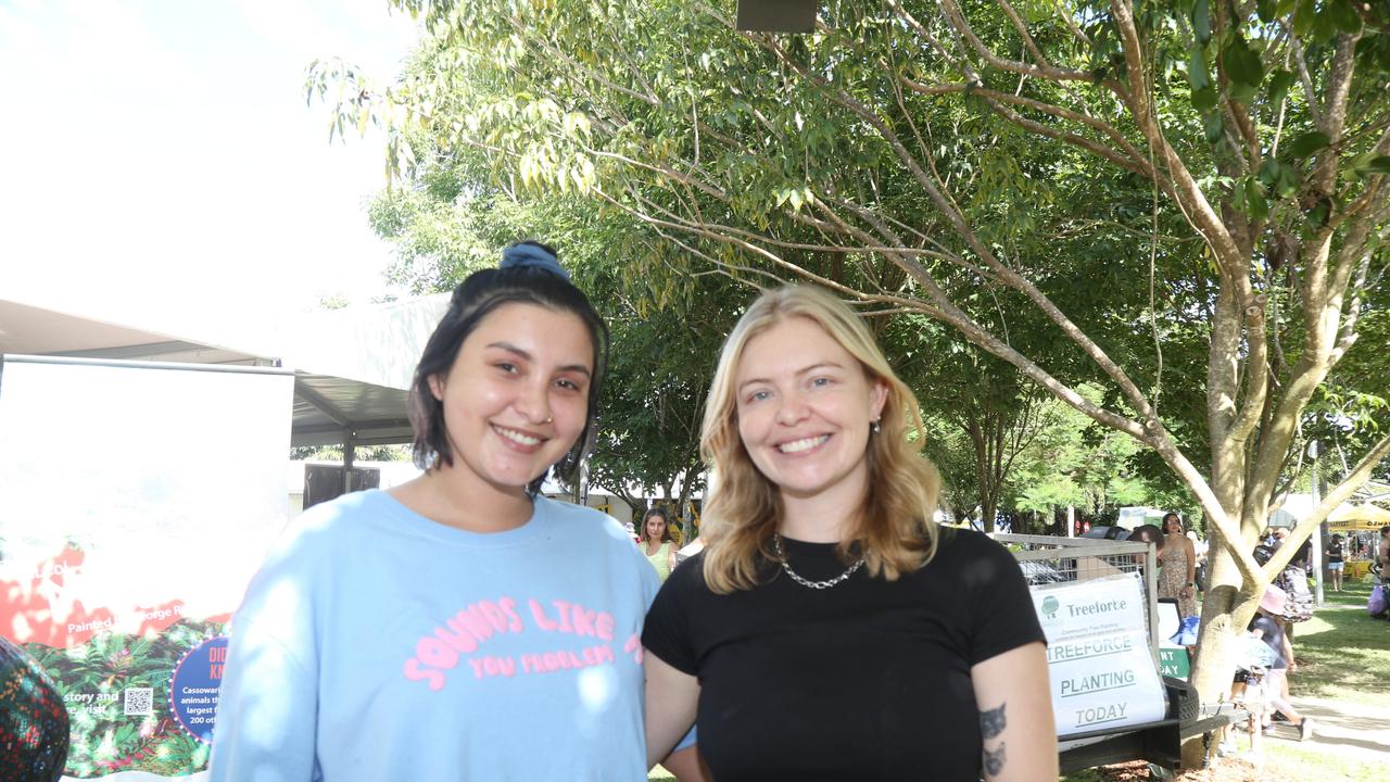 Teah Brockwell and Holly Whiting enjoy the day at Cairns Ecofiesta, 2024. Photo: Catherine Duffy