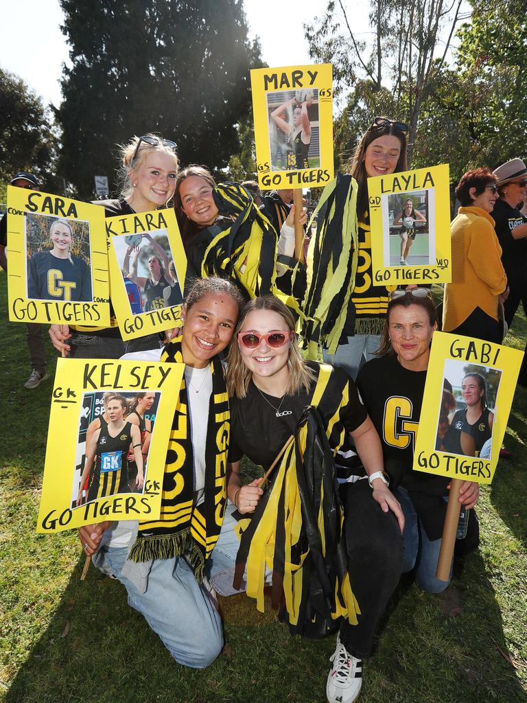 Colac cheers squad. Gallery of fans at the GFNL grand final at Kardinia Park on Friday. Picture: Alan Barber