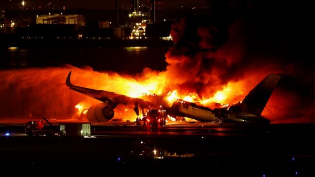 Watch: Plane on Fire at Tokyo Airport After Collision