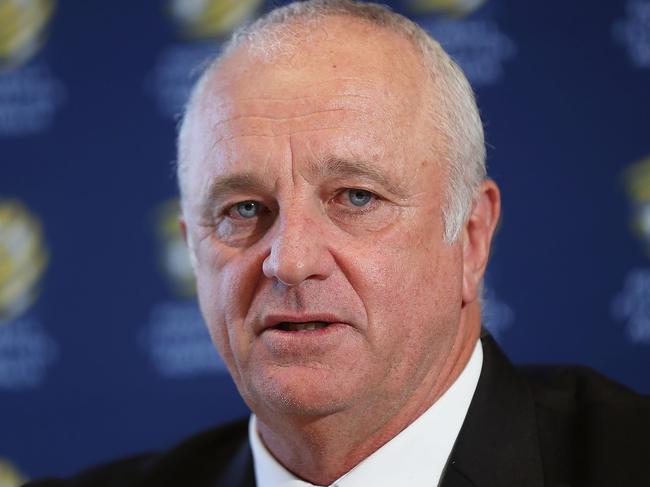 SYDNEY, AUSTRALIA - MARCH 08:  Graham Arnold speaks to the media during a press conference announcing the succession plan for long term appointment of head Socceroos coach, at FFA Headquarters on March 8, 2018 in Sydney, Australia.  (Photo by Mark Metcalfe/Getty Images)