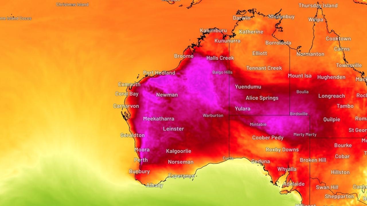 Forecast maximum temperature on Wednesday, January 17, 2024, according to the ECMWF-HRES model. Photo: WeatherZone