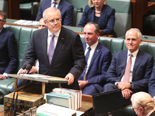 The Treasurer Scott Morrison during his second Budget speech in the House of Representatives in Parliament House Canberra on Tuesday. Picture Gary Ramage