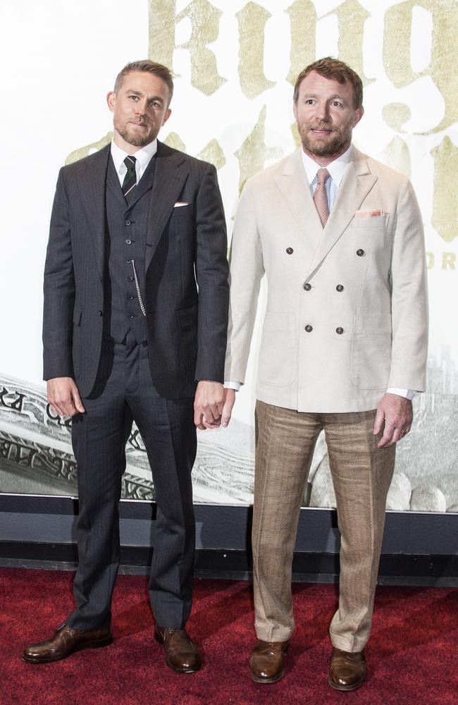 Hunnam with director Guy Ritchie at the King Arthur: Legend of the Sword premiere in London last week. The actor had to work hard to win over the initially sceptic director. Picture: Joel Ryan/Invision/AP